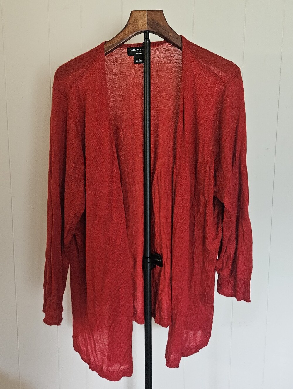 Liz Claiborne Red Open-Front Draped Cardigan Size 1X